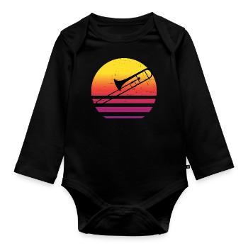 Blechbläser Jazz Posaunist Trombone Damen - Baby Bio-Langarm-Body - Schwarz - Vorne