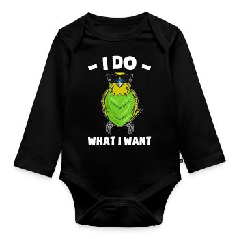 Budgerigar Pet Bird | Birds Gift Ideas - Organic Longsleeve Baby Bodysuit - black - Front