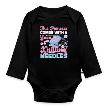 Knitting Knitter Girl This - Baby Bio-Langarm-Body - Schwarz - Vorne