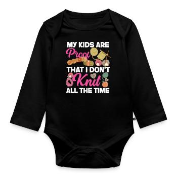 Knitting Knitter My Kids Are Proof - Baby Bio-Langarm-Body - Schwarz - Vorne
