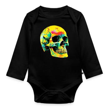 Totenkopf - Baby Bio-Langarm-Body - Schwarz - Vorne