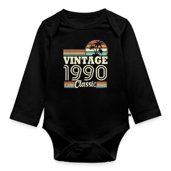 Vintage 1990 Classic, Cadeau D'anniversaire 33 Ans - Body Bébé bio manches longues - noir - Devant