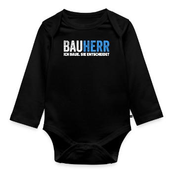 Bauherr. Ich Baue. Sie entscheidet - Baby Bio-Langarm-Body - Schwarz - Vorne