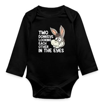 Donkey drôle de dire cadeau - Body Bébé bio manches longues - noir - Devant