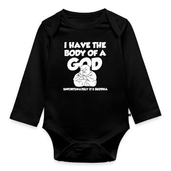 Buddha - Organic Longsleeve Baby Bodysuit - black - Front