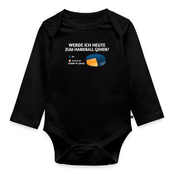 Handball Zubehör handballer Motiv - Baby Bio-Langarm-Body - Schwarz - Vorne