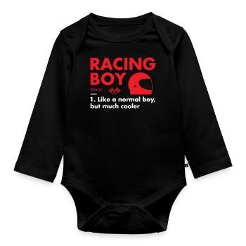Sport Boy Définition Racing - Body Bébé bio manches longues - noir - Devant