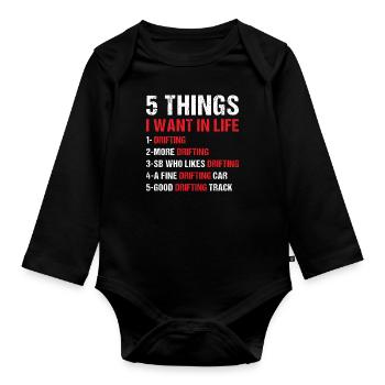 Sport 5 Things I Want In Life Drifting - Baby Bio-Langarm-Body - Schwarz - Vorne