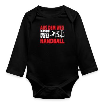 Handball Zubehör handballer Motiv - Baby Bio-Langarm-Body - Schwarz - Vorne