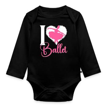 Ballet Dancer Dance Girl Ballerina - Baby Bio-Langarm-Body - Schwarz - Vorne
