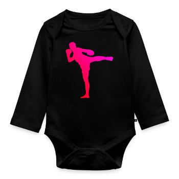 Thai Boxing Thai Boxing Muay Thai Thai Boxer - Organic Longsleeve Baby Bodysuit - black - Front
