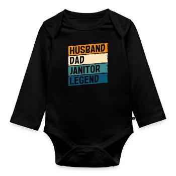 Caretaker garbage - Organic Longsleeve Baby Bodysuit - black - Front