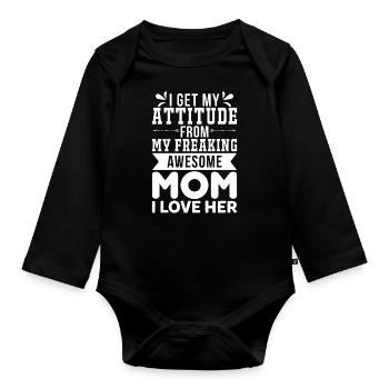 Stolze Mama Einer Wundervollen Tochter Geschenk - Baby Bio-Langarm-Body - Schwarz - Vorne