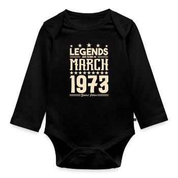 Gift Legend März 1973. Geschenk März 1973. März. - Baby Bio-Langarm-Body - Schwarz - Vorne