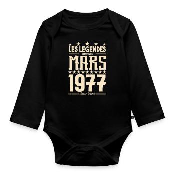 cadeau d'anniversaire mars 1977. cadeau Mars 1977. - Body Bébé bio manches longues - noir - Devant
