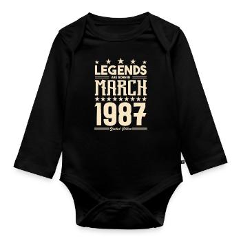Cadeau Légende mars 1987. cadeau Mars 1987. March. - Body Bébé bio manches longues - noir - Devant