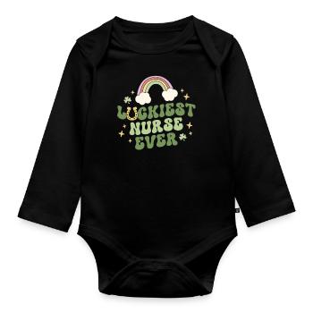 Glücklichste Krankenschwester aller Zeiten Nicu Er Peds Retro Krankenschwester St - Baby Bio-Langarm-Body - Schwarz - Vorne