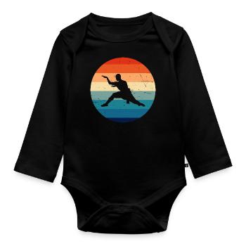 Arts Martiaux Hommes Kungfu Wushu Kung Fu - Body Bébé bio manches longues - noir - Devant