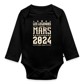 cadeau d'anniversaire mars 2024. cadeau Mars 2024. - Body Bébé bio manches longues - noir - Devant