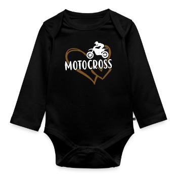 Sport Heart Motocross - Organic Longsleeve Baby Bodysuit - black - Front