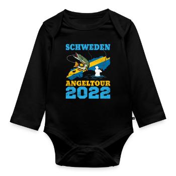 Schweden Angeltour 2023 Angeln - Baby Bio-Langarm-Body - Schwarz - Vorne