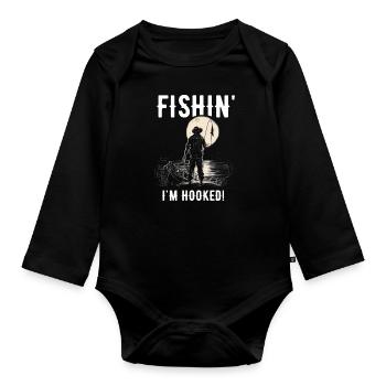 Fishin Ich bin süchtig - Baby Bio-Langarm-Body - Schwarz - Vorne