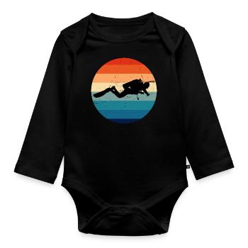 Free Dive Diving Women Scuba Diver Diving - Organic Longsleeve Baby Bodysuit - black - Front