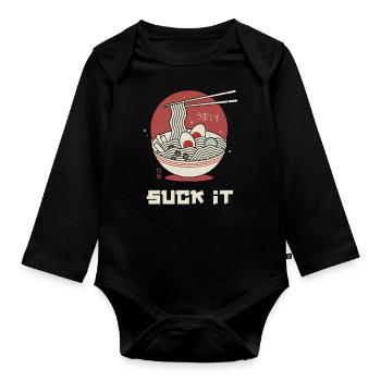 China Nudeln Suck it - Lustiges - Baby Bio-Langarm-Body - Schwarz - Vorne
