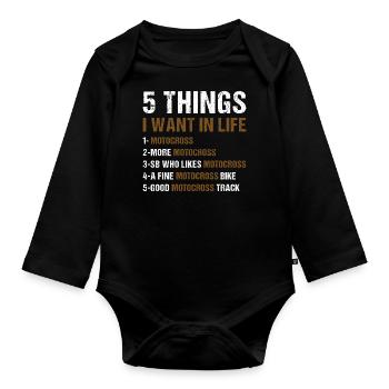 Sport 5 Things I Want In Life Motocross - Baby Bio-Langarm-Body - Schwarz - Vorne