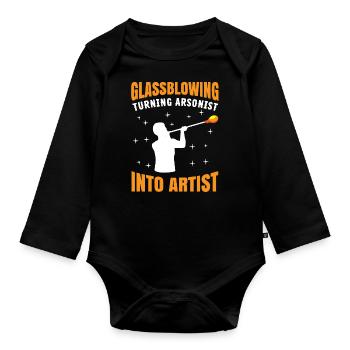 Glass blowing, Aronist, glass blower, glass blower - Organic Longsleeve Baby Bodysuit - black - Front
