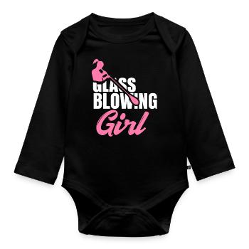 Glass blowing, Aronist, glass blower, glass blower - Organic Longsleeve Baby Bodysuit - black - Front