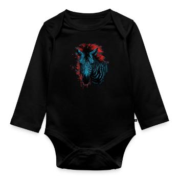 Zebra - Baby Bio-Langarm-Body - Schwarz - Vorne