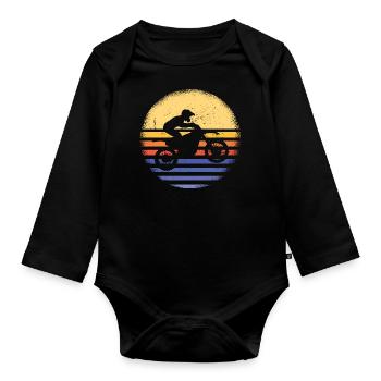 Sport Retro Sunset Motocross - Organic Longsleeve Baby Bodysuit - black - Front