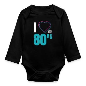 J’AIME LES ANNÉES 80 - Body Bébé bio manches longues - noir - Devant