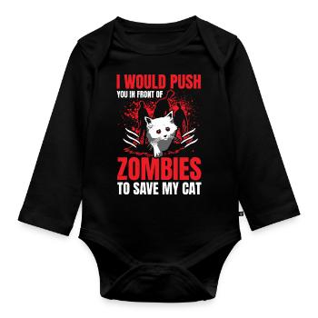 Je te pousserais devant les zombies - Body Bébé bio manches longues - noir - Devant
