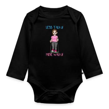 Less Talky More Walky Nordic Walking - Baby Bio-Langarm-Body - Schwarz - Vorne
