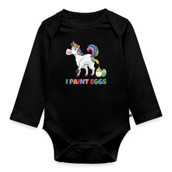 I Paint Eggs Funny Easter Unicorn Easter Eggs - Baby Bio-Langarm-Body - Schwarz - Vorne