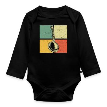 Banjo Banjospieler Banjoist - Baby Bio-Langarm-Body - Schwarz - Vorne