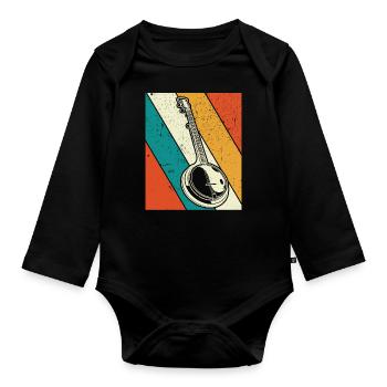 Banjo Banjospieler Banjoist - Baby Bio-Langarm-Body - Schwarz - Vorne