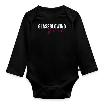 Glassblowers, glass production, glass craftsmanship - Organic Longsleeve Baby Bodysuit - black - Front