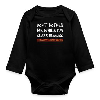 Glassblowers, glass production, glass craftsmanship - Organic Longsleeve Baby Bodysuit - black - Front
