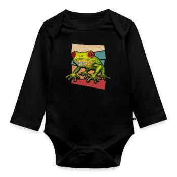 Frog Red-eyed Tree Frog Cute Frogs Gift - Organic Longsleeve Baby Bodysuit - black - Front