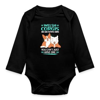 Welsh Corgi Dog Propriétaire Corgis Cadeau - Body Bébé bio manches longues - noir - Devant