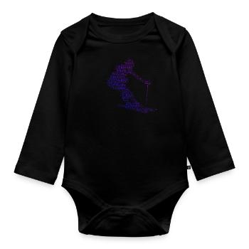 Women Skier Stunt Ski Winter Sports Freestyle Sk - Organic Longsleeve Baby Bodysuit - black - Front