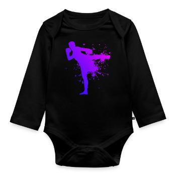 Thai Boxing Men Thai Boxing Thai Boxer Women Thai Boxer Women Thai Boxin - Organic Longsleeve Baby Bodysuit - black - Front