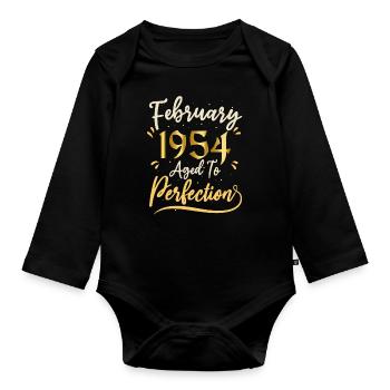 Februar 1954 Februar in Perfektion gealtert 1954 - Baby Bio-Langarm-Body - Schwarz - Vorne