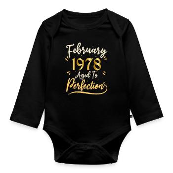 Februar 1978 Februar in Perfektion gealtert 1978 - Baby Bio-Langarm-Body - Schwarz - Vorne