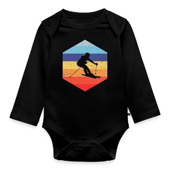 Stunt Ski Men Freestyle Skiers Winter Sports - Organic Longsleeve Baby Bodysuit - black - Front
