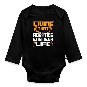 Robot Robotics Engineer Vintage - Organic Longsleeve Baby Bodysuit - black - Front