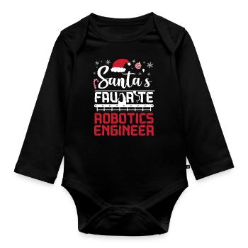 Robot Robotics Engineer Christmas - Organic Longsleeve Baby Bodysuit - black - Front